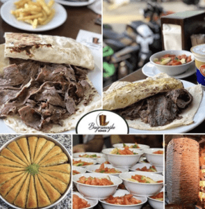 شاورما لحم تركية مشهورة في اسطنبول Bayramoglu Döner